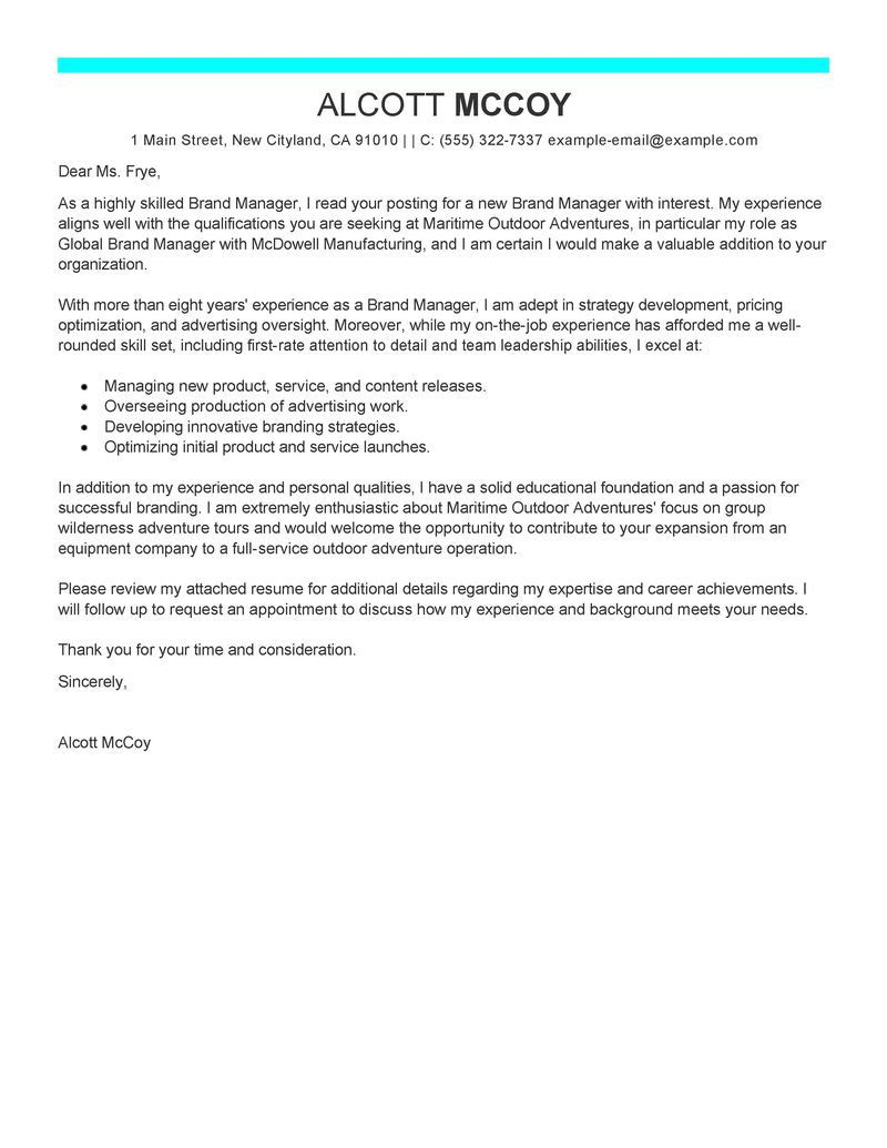 sample cover letter sample cover letter marketing manager