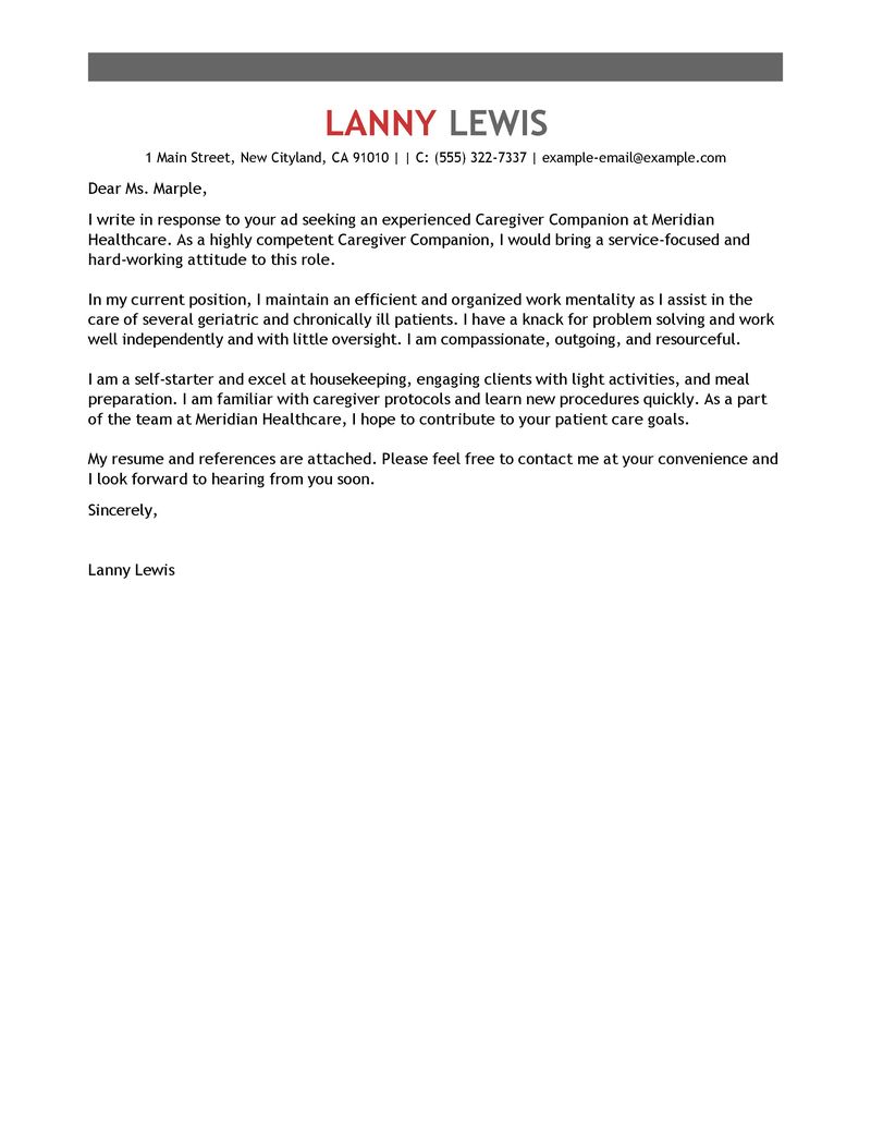 companion resume sample
