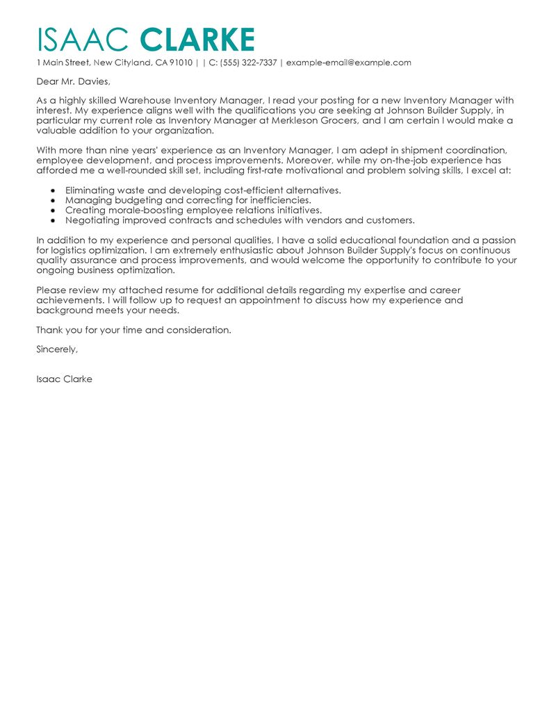 Distribution officer cover letter