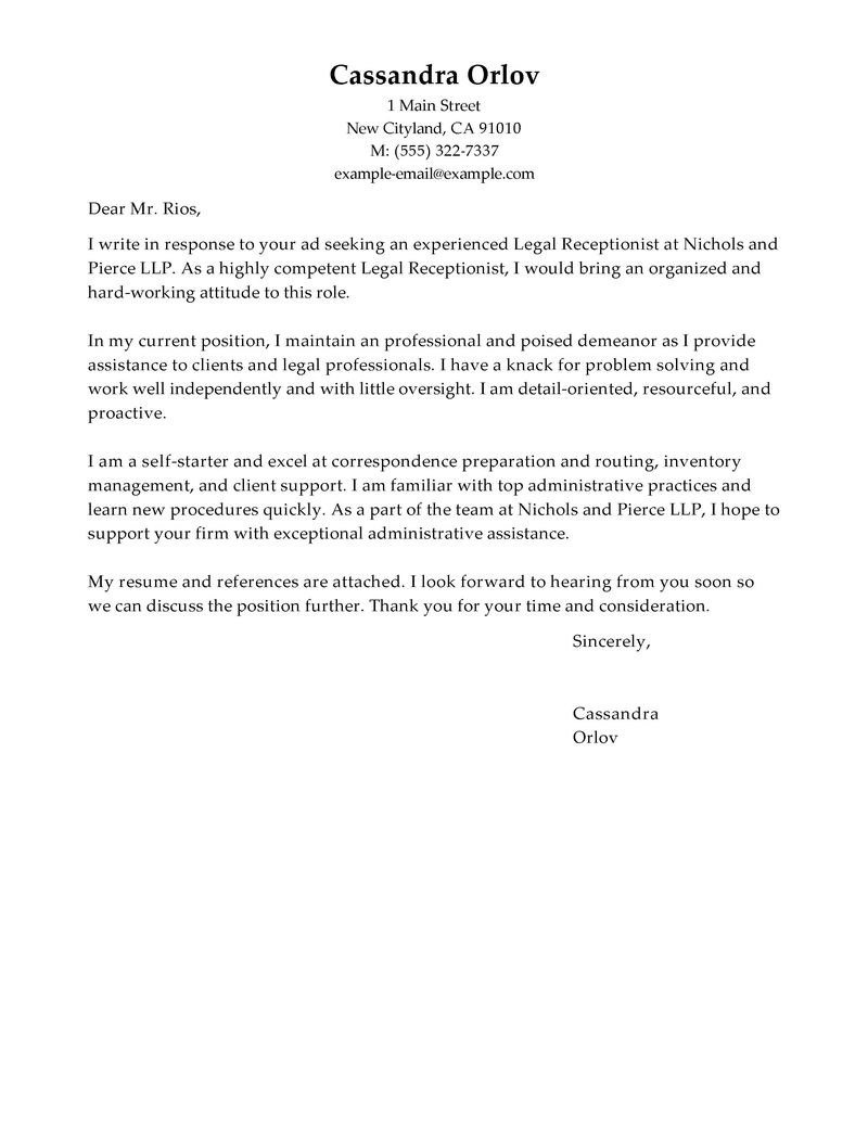 Cold call cover letter template