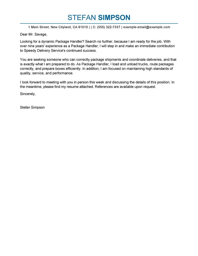 driver cover letters