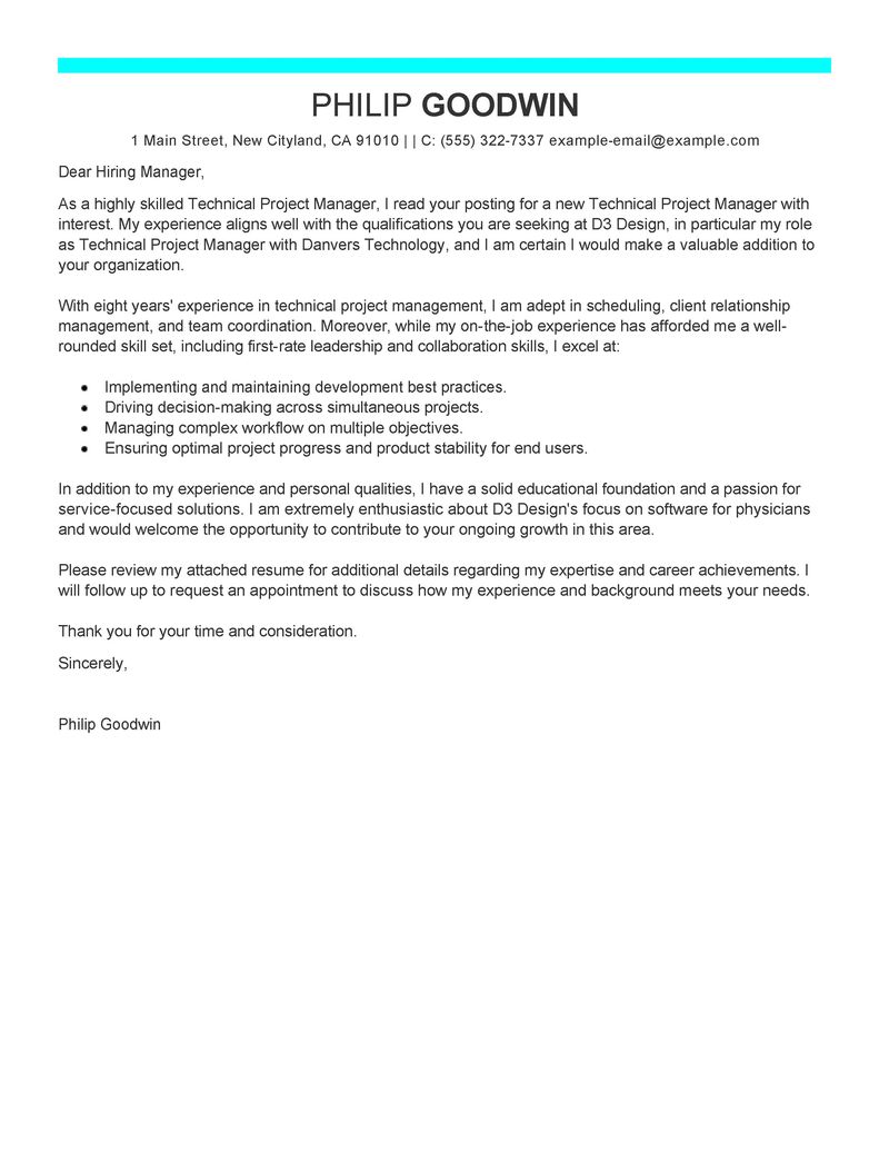 Cover letter examples computer support