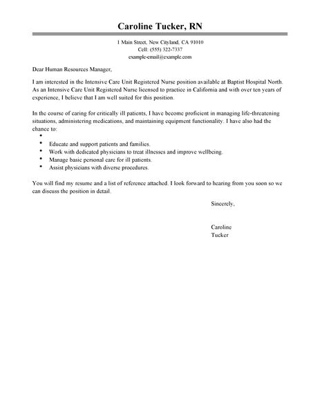 Sample of application letter of a registered nurse Sample of application letter of a registered nurse