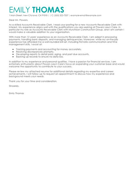 Cover Letter For Job Accounting