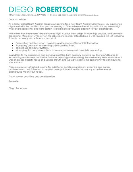 hospitality cover letter samples
