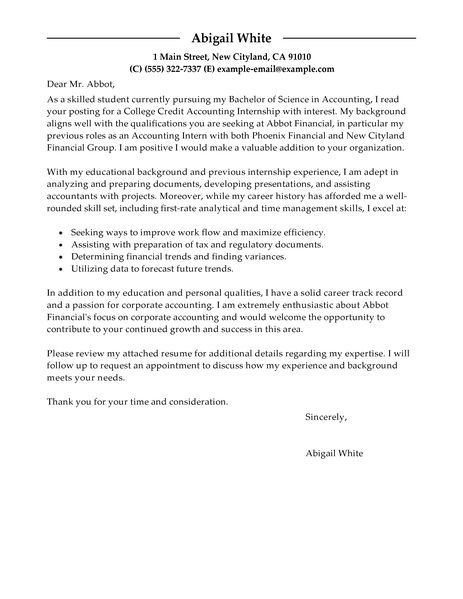 Finance Internship Cover Letter Samples - internships com