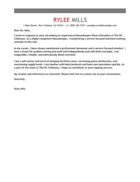 hotel cover letter sample