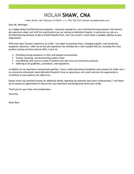 care aide cover letter