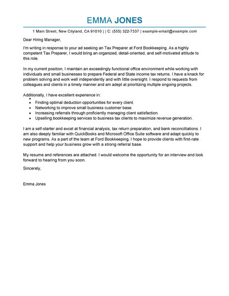 Big Professional Tax PreparerCover Letter Example Big Professional Tax PreparerCover Letter Example