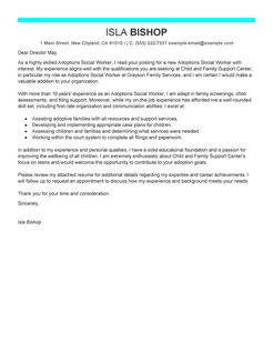 social work cover letter example