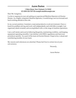 machine operator cover letter
