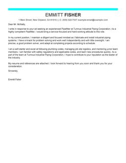 Cover Letter Examples: Pipefitter Cover Letter Examples: Pipefitter