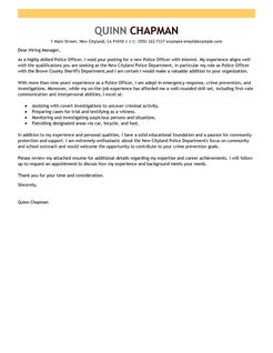police officer cover letter examples law enforcement