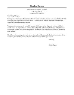 Truck Driver Cover Letter Examples