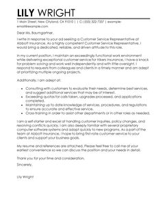 cover letter customer service sample