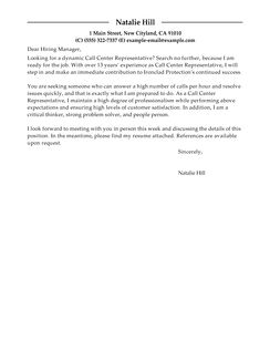 call center customer service cover letters