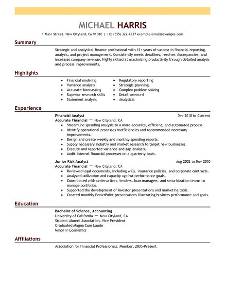 resume template accounting