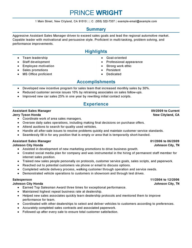 automotive service manager resume sample Success