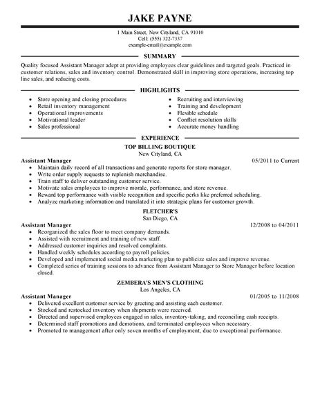 Resume tips for retail management