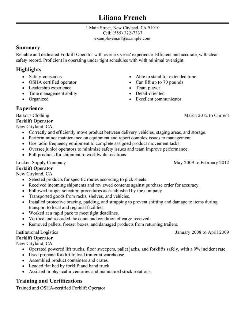 Plant operator resume