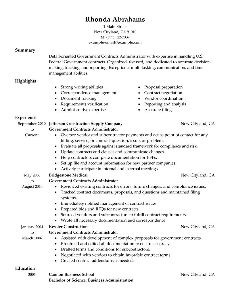 Government & Military Resume Examples | Government ...