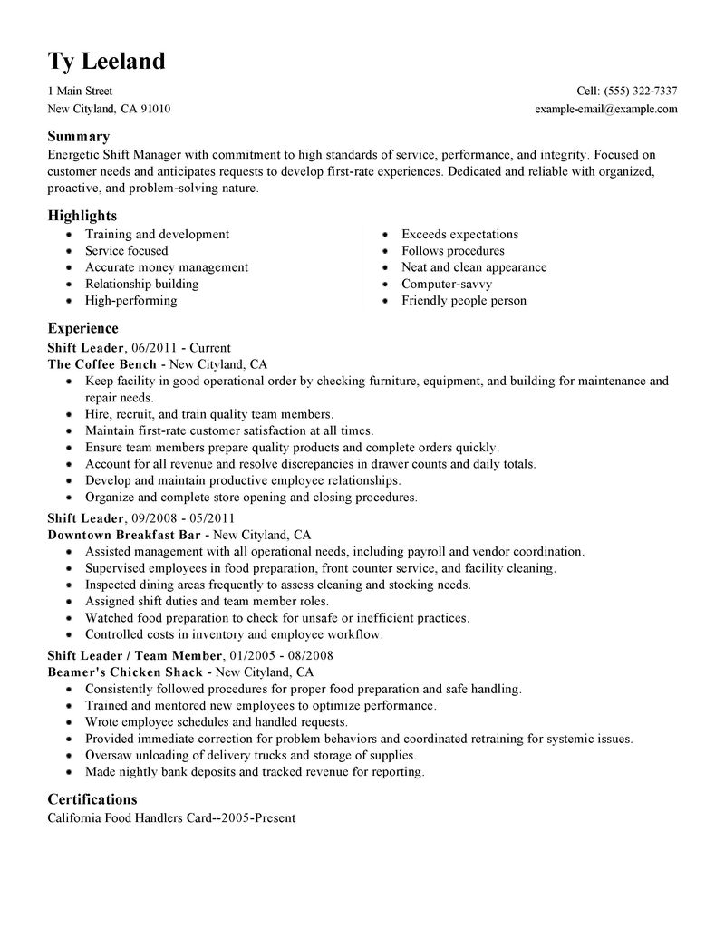 Sales Manager Resume Sample Retail