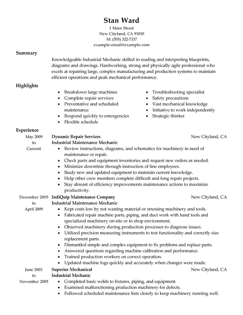 Instrumentation engineer resume