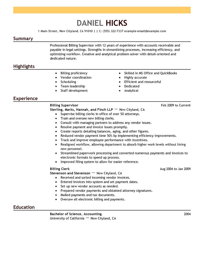 Medical billing secretary resume