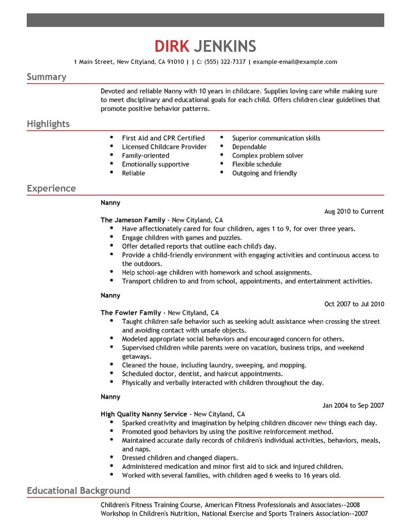 Personal Care & Services Resume Samples