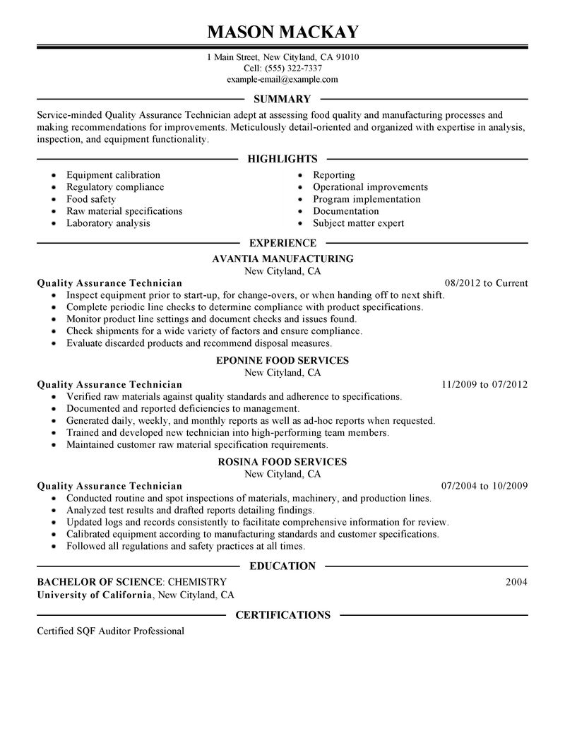 Qa executive resume