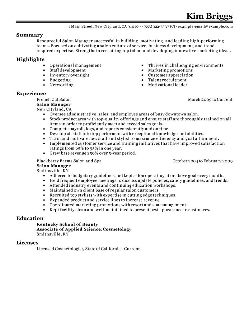 salon resume examples get coupon here example target market hair salon ...