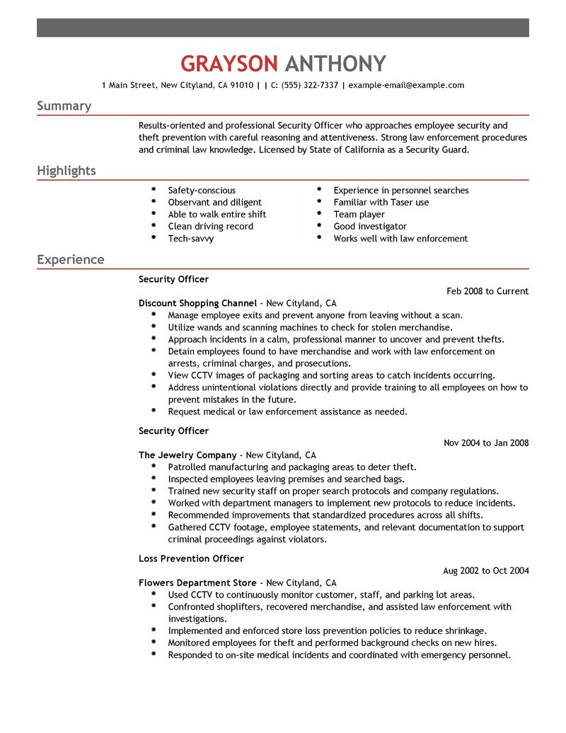 Resume policy officer