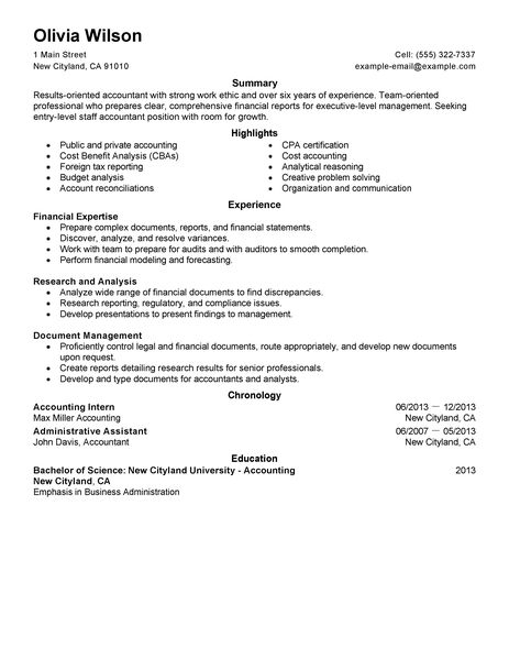 Accounts receivable and resume