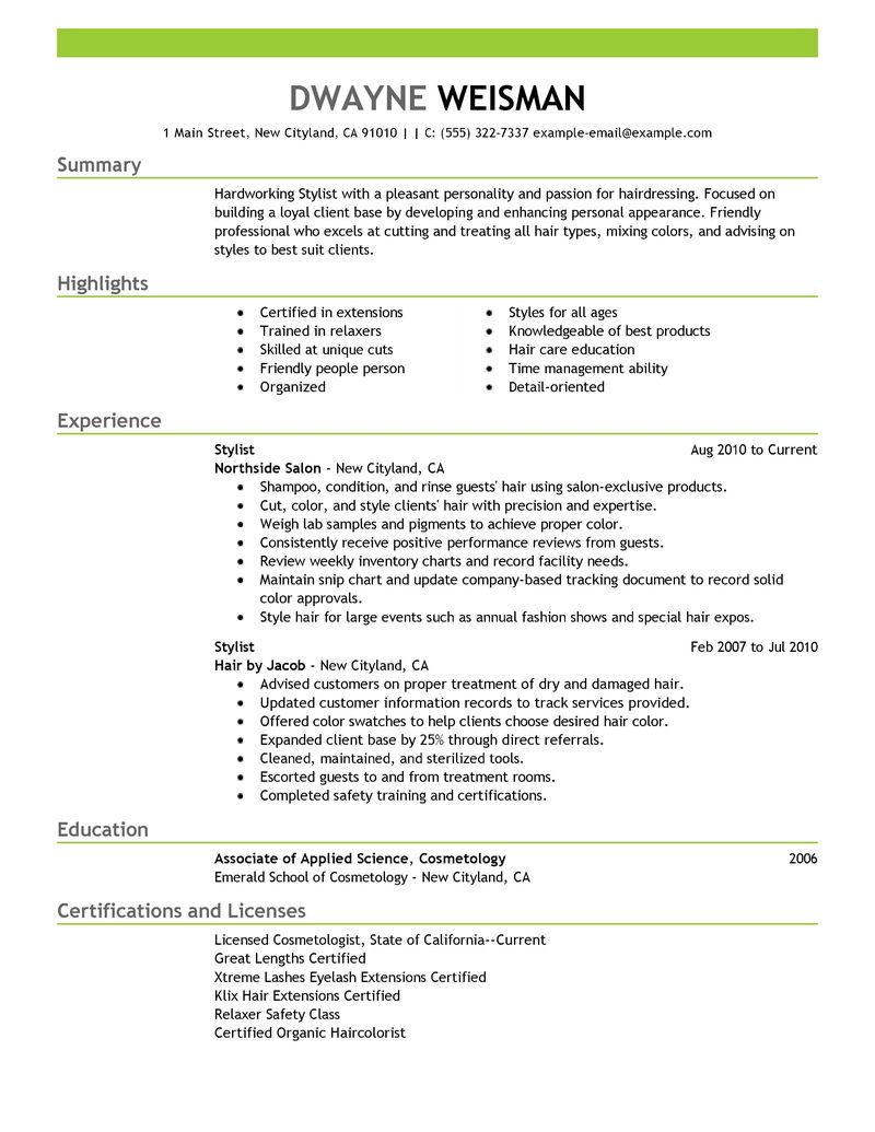 Hair Stylist Resume Samples And Full Writing Guide 20