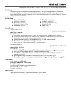 Resume sample finance