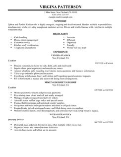 Cashier on a resume