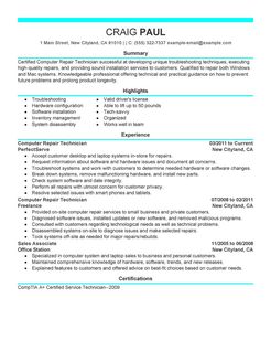 computer repair technician resumes