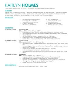 sample hotel desk clerk resume