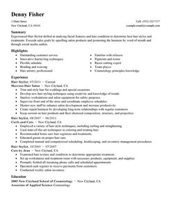 Sample Hair Stylist Resume Example Sample Hair Stylist Resume Example