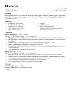 host resume samples