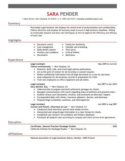 Legal Assistant Resume Example | Law Sample Resumes ...