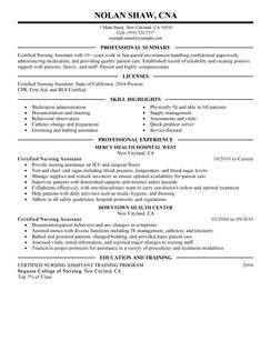 sample resume for nursing assistant