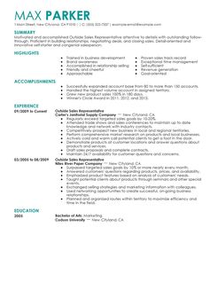 Outside sales job resume examples