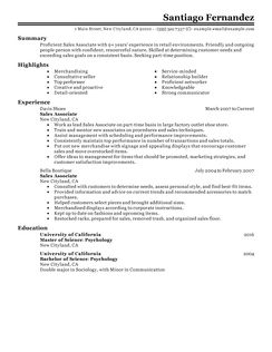 example of resumes for sales associate