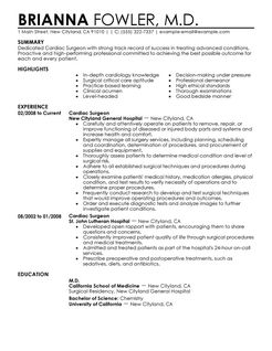 cardiac surgeon resume sample