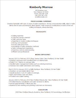 Hair salon managers resume