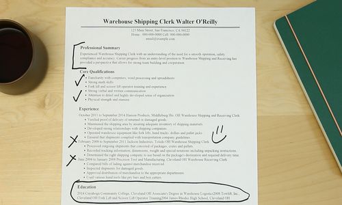 Shipping clerk sample resume