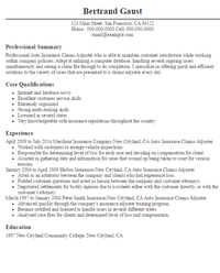 insurance claims adjuster resumes