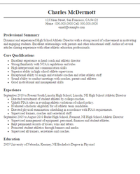 high school athletic director resume