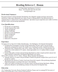 Merchandiser sample resume